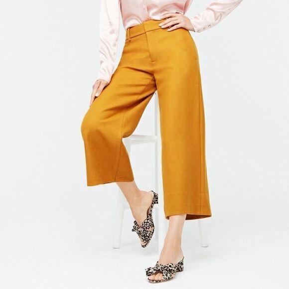 J. Crew Double Serge Wool Wide Leg Crop Capri Culotte Pants in Salmon Pink - Picture 8 of 8